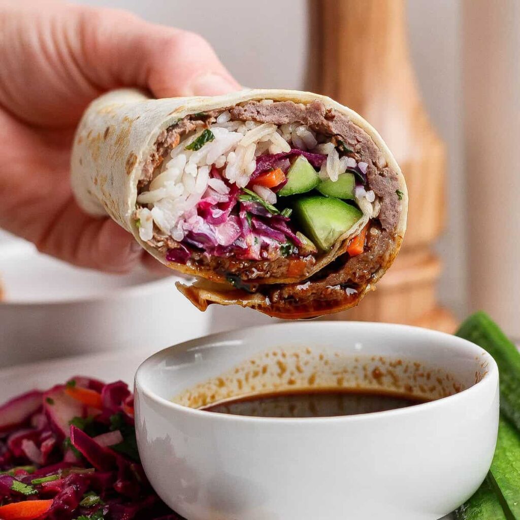 Korean Beef Smash Burritos