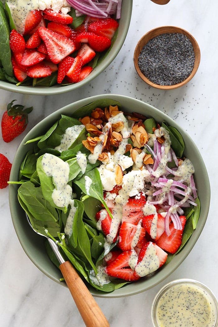 Strawberry Spinach Salad with Chia Seeds.