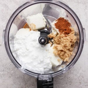 apple dip ingredients in food processor before blending